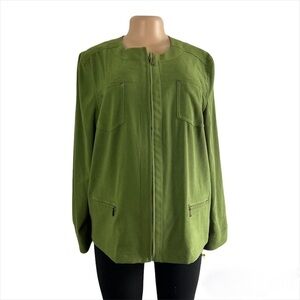 3/$30 ☀️ JM Collection Women’s Jacket Full Zip Pockets Green Size 14